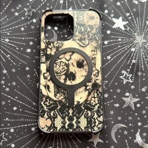 Black Floral Skull Phone Case -iPhone 14 Pro Max